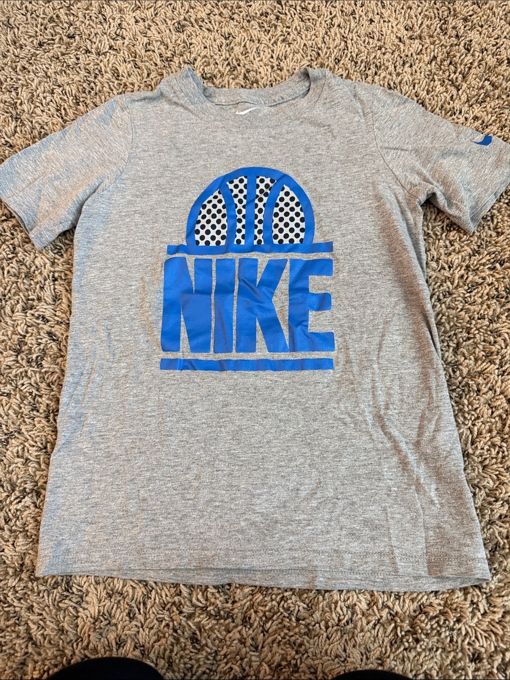 Nike Gray Tee with Blue Basketball Logo